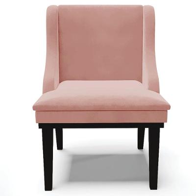 Kit 6 Cadeiras Decorativas Sala De Jantar Base Fixa De Madeira Firenze Veludo Rosê/preto G19 - Gran Belo