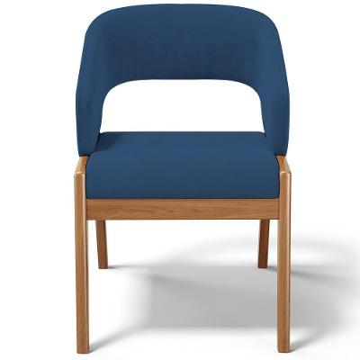 Cadeira De Jantar E Estar Living Estofada Lince L02 Suede Azul Marinho - Lyam Decor