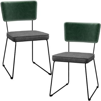 Kit 02 Cadeiras L02 Facto Verde Musgo Linho Cinza Escuro