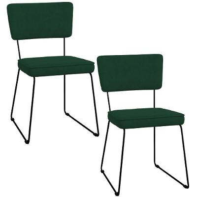 Kit 02 Cadeiras Allana L02 Suede Verde Musgo
