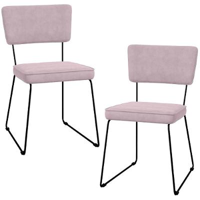 Kit 02 Cadeiras Allana L02 Suede Rosê