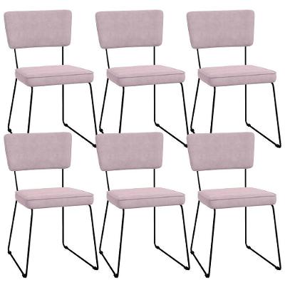 Kit 06 Cadeiras Allana L02 Suede Rosê