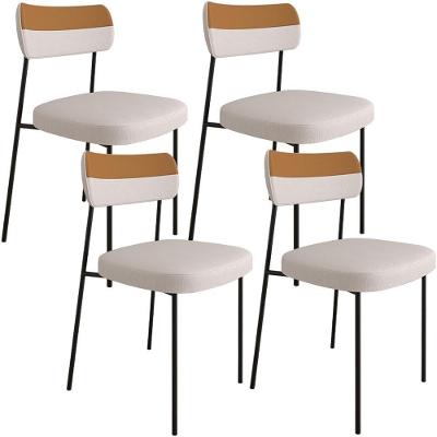 Kit 4 Cadeira Estofada Sala Jantar F01 Linho Bege Caramelo