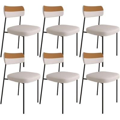 Kit 6 Cadeira Estofada Sala Jantar F01 Linho Bege Caramelo