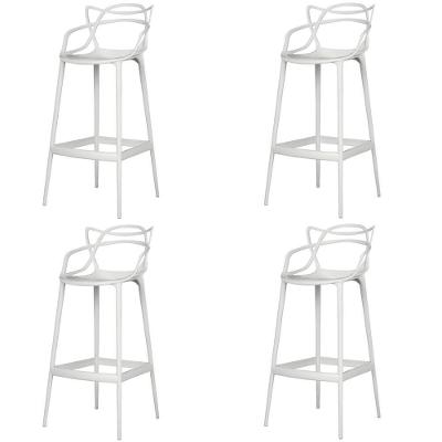 Kit 4 Banqueta Aviv Allegra Solna Fratini 109 Cm (altura) Polipropileno Cor Branco