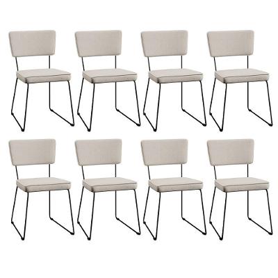 Kit 8 Cadeiras Estofada Para Sala De Jantar Base Em Aço Cru