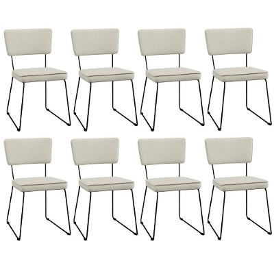 Kit 8 Cadeiras Estofada Para Sala Jantar Base Aço Champagne