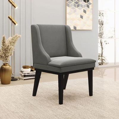 Cadeira Decorativa Sala De Jantar Base Fixa De Madeira Firenze Suede Grafite/preto G19 - Gran Belo