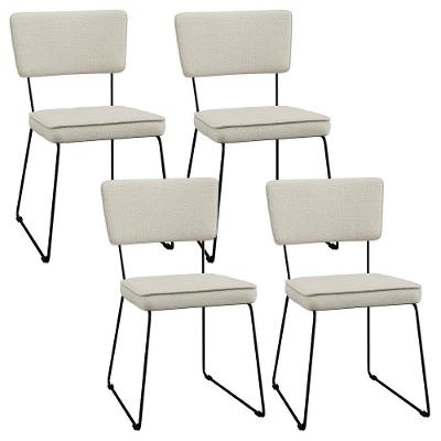 Kit 4 Cadeiras Estofada Para Sala Jantar Base Aço Champagne