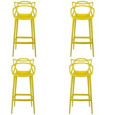 Kit 4 Banqueta Aviv Allegra Solna Fratini 109 Cm (altura) Polipropileno Cor Amarelo