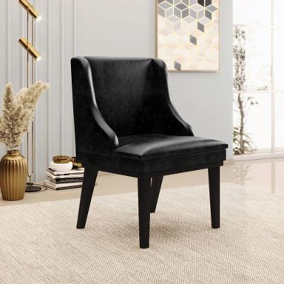 Cadeira Decorativa Sala De Jantar Base Fixa De Madeira Firenze Pu Preto Brilho G19 - Gran Belo