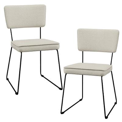 Kit 2 Cadeiras Estofada Para Sala Jantar Base Aço Champagne