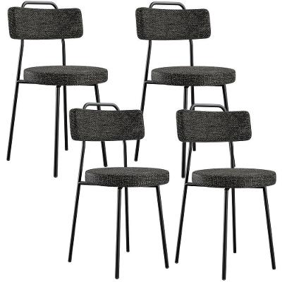 Kit 04 Cadeiras Decorativas Estofada Para Sala De Jantar Barcelona F01 Linho Chumbo - Lyam Decor
