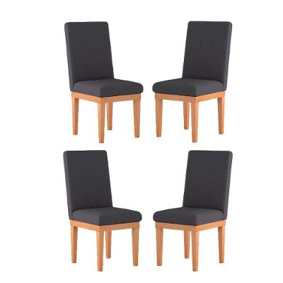 KitCadeiras Estofadas Reforçadas Para Mesa De Jantar Cor:cinza