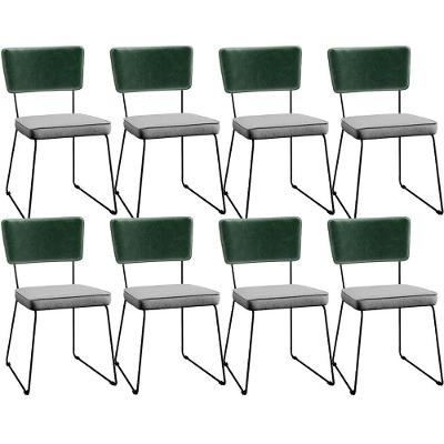 Kit 08 Cadeiras L02 Facto Verde Musgo Linho Cinza