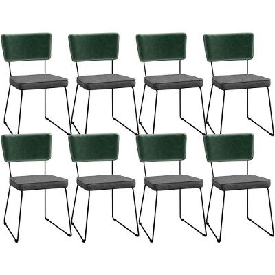 Kit 08 Cadeiras L02 Facto Verde Musgo Linho Cinza Escuro