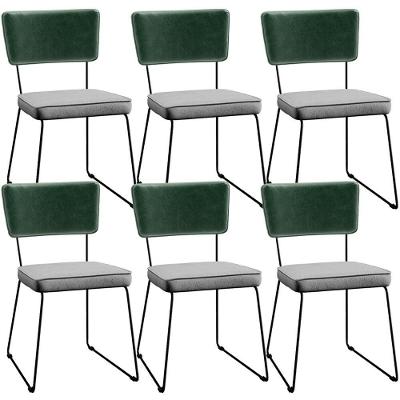 Kit 06 Cadeiras L02 Facto Verde Musgo Linho Cinza