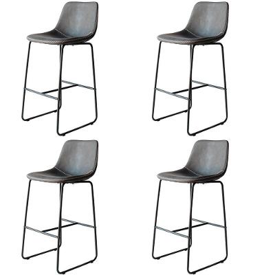 Kit 4 Banquetas Oxford Verner Fratini 100 Cm (altura) Poliuretano (pu) Cinza Vintage Base Em Aço Preto