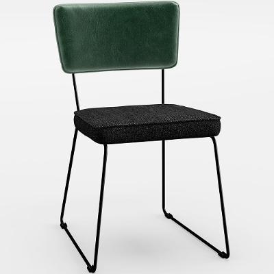 Cadeira Estofada Sala Jantar Facto Verde Musgo Linho Chumbo
