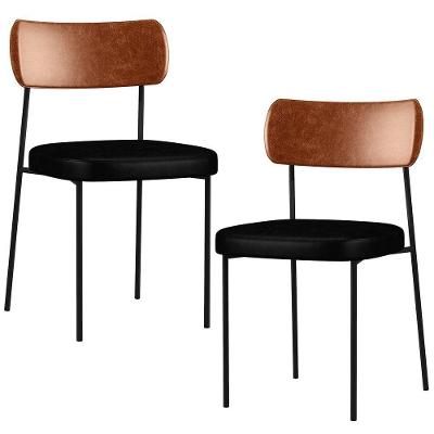 Kit 02 Cadeiras Para Sala De Jantar Melina Camel Preto