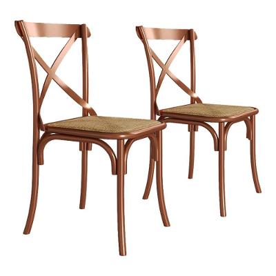 Kit 2 Cadeiras Cobre Assento Corano Bege - AçoBege