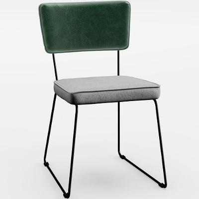 Cadeira Estofada Sala Jantar Facto Verde Musgo Linho Cinza