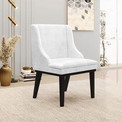 Cadeira Decorativa Sala De Jantar Base Fixa De Madeira Firenze Pu Branco Brilho/preto G19