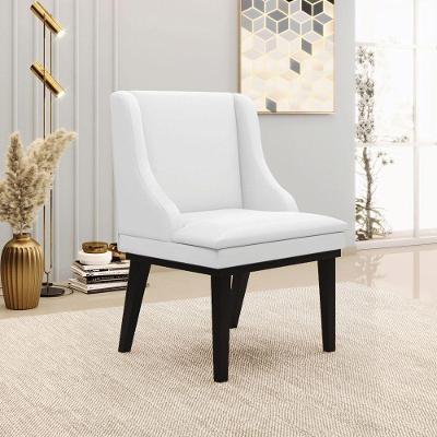 Cadeira Decorativa Sala De Jantar Base Fixa De Madeira Firenze Pu Branco Fosco/preto G19 - Gran Belo