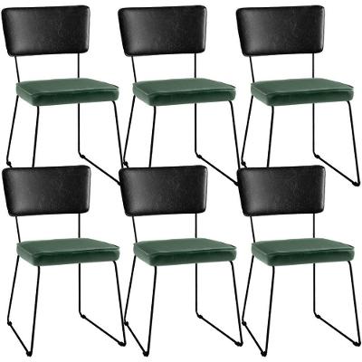 Kit 06 Cadeiras L02 Couríssimo Preto Facto Verde Musgo