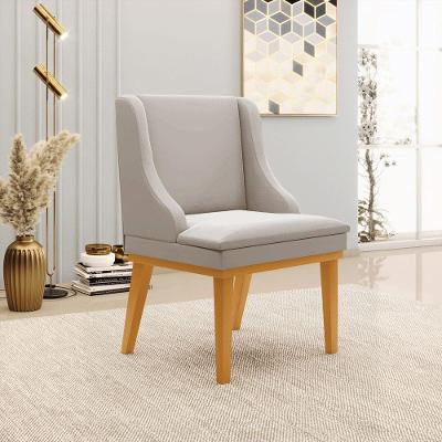 Cadeira Decorativa Sala De Jantar Base Fixa De Madeira Firenze Veludo Cinza/castanho G19 - Gran Belo