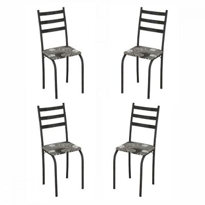 Conjunto Com 4 Cadeiras Maraba Martelado Grafite Assento Paraopeba Teixeira Grafite