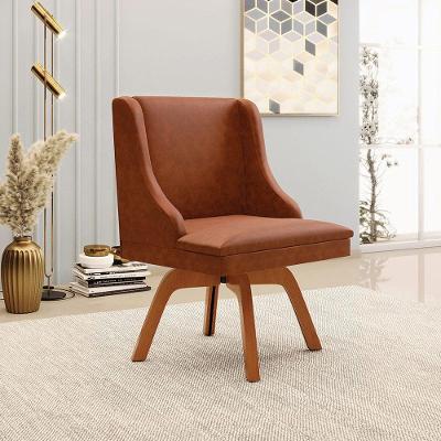 Cadeira Decorativa Sala De Jantar Base Giratória De Madeira Firenze Pu Nozes/natural G19 - Gran Belo