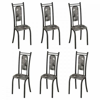 Conjunto Com 6 Cadeiras Paris Martelado Grafite Teixeira Grafite