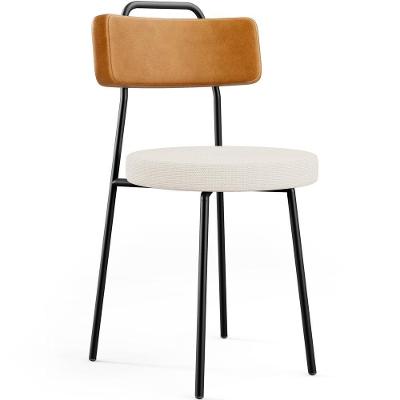 Cadeira Decorativa Estofada Para Sala De Jantar Barcelona L02 Couríssimo Whisky Linho Cru
