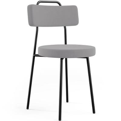 Cadeira Decorativa Estofada Para Sala De Jantar Barcelona L02 Suede Cinza