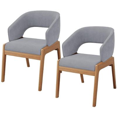 Kit 02 Cadeiras De Jantar E Estar Living Estofada Lince L02 Suede Cinza