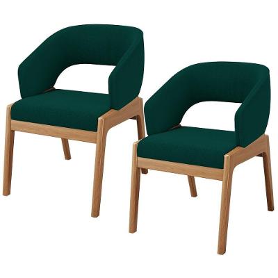 Kit 02 Cadeiras De Jantar E Estar Living Estofada Lince L02 Bouclê Verde