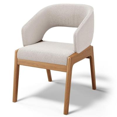 Cadeira De Jantar E Estar Living Estofada Lince L02 Bouclê Cru
