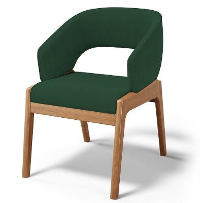Cadeira De Jantar E Estar Living Estofada Lince L02 Suede Verde Musgo