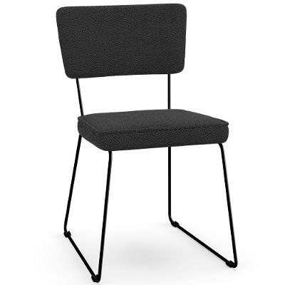 Cadeira Decorativa Estofada Para Sala De Jantar Base Em Aço Allana L02 Bouclê Preto