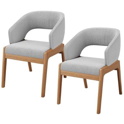 Kit 02 Cadeiras De Jantar E Estar Living Estofada Lince L02 Bouclê Cinza