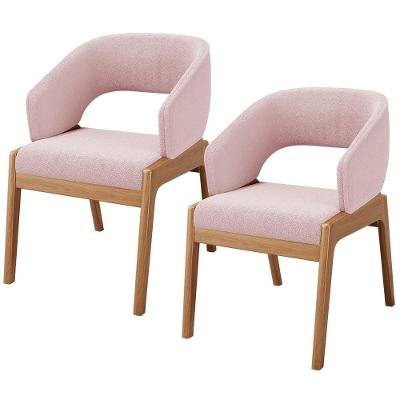 Kit 02 Cadeiras De Jantar E Estar Living Estofada Lince L02 Bouclê Rosê