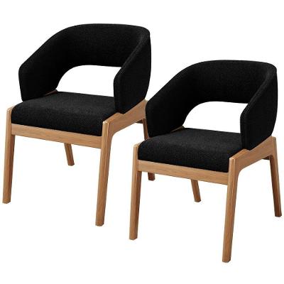 Kit 02 Cadeiras De Jantar E Estar Living Estofada Lince L02 Bouclê Preto