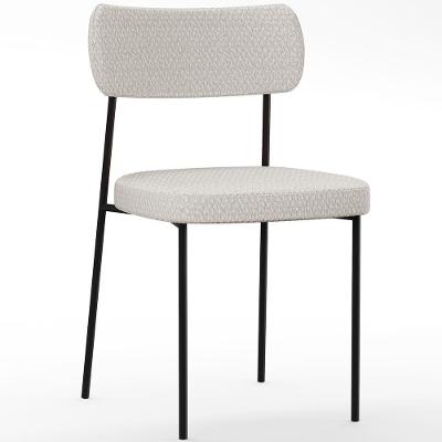 Cadeira Decorativa Estofada Para Sala De Jantar Melina L02 Bouclê Cru