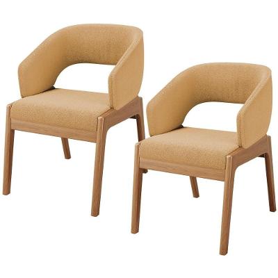 Kit 02 Cadeiras De Jantar E Estar Living Estofada Lince L02 Bouclê Mostarda