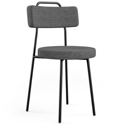 Cadeira Decorativa Estofada Para Sala De Jantar Barcelona L02 Linho Cinza Escuro