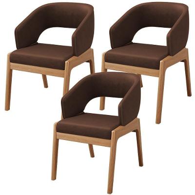 Kit 03 Cadeiras De Jantar E Estar Living Estofada Lince L02 Couríssimo Marrom
