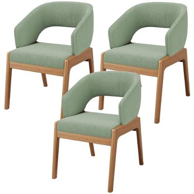 Kit 03 Cadeiras De Jantar E Estar Living Estofada Lince L02 Bouclê Oliva