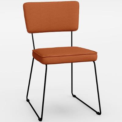 Cadeira Decorativa Estofada Para Sala De Jantar Base Em Aço Allana L02 Tecido Terracota