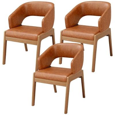 Kit 03 Cadeiras De Jantar E Estar Living Estofada Lince L02 Couríssimo Camel